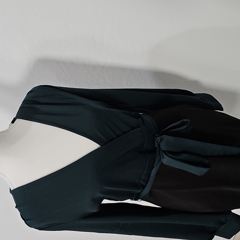 Elegant Black and Green Wrap Dress